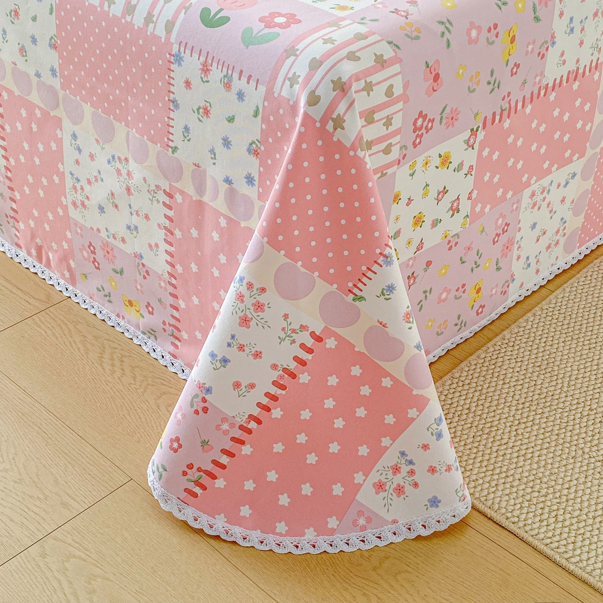 91家纺网 家纺一手货源 找家纺 首爱家纺2025新款花边款老粗布床单 蔓塔花园