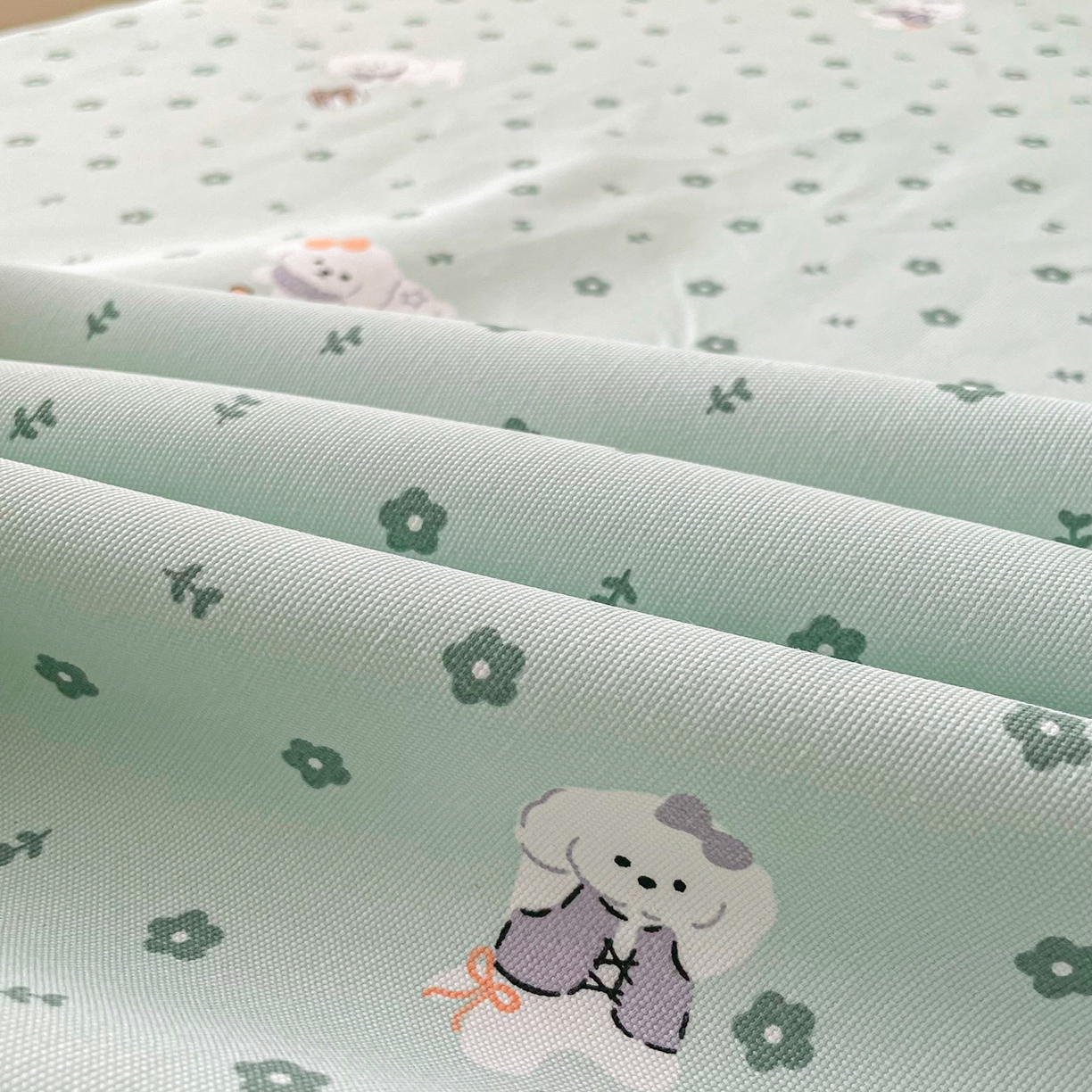 91家纺网 家纺一手货源 找家纺 首爱家纺2025新款花边款老粗布床单 幸运汪汪