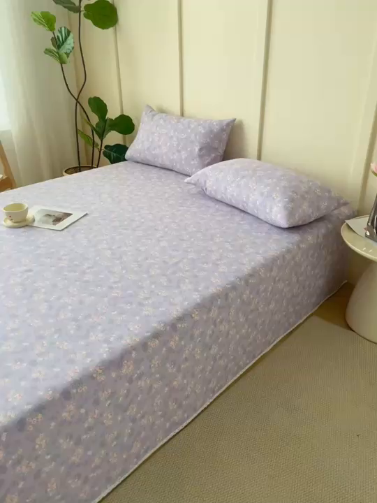 91家纺网 家纺一手货源 找家纺 首爱家纺2025新款花边款老粗布床单 豆蔻