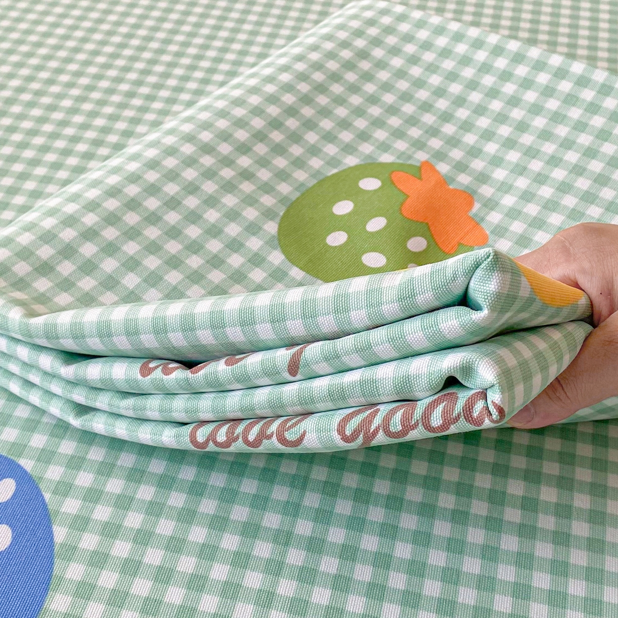 91家纺网 家纺一手货源 找家纺 棉乐町2025新款花边款老粗布床单 绿梅果