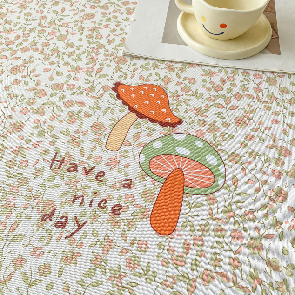 91家纺网 家纺一手货源 找家纺 棉乐町2025新款花边款老粗布床单 蘑菇屋