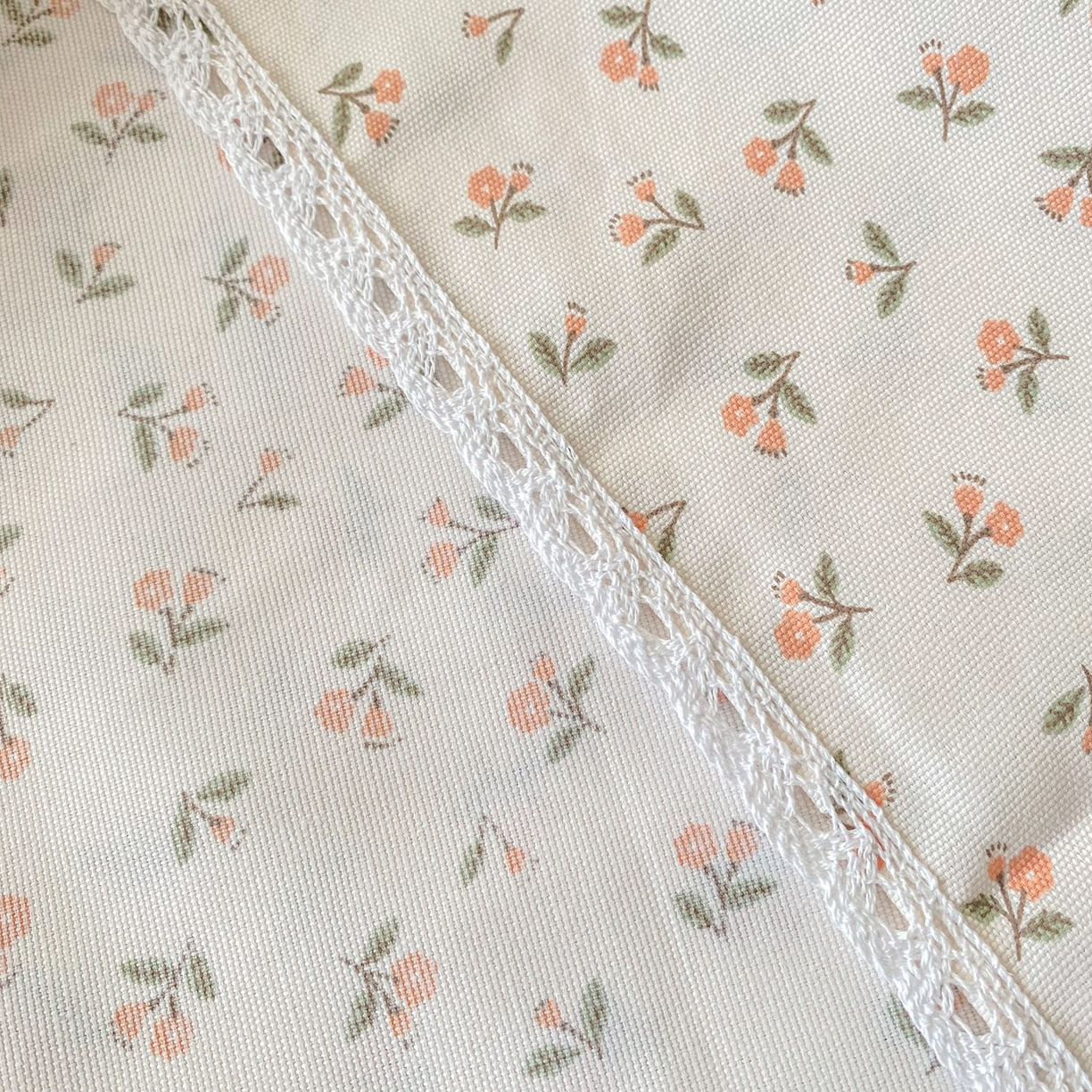 91家纺网 家纺一手货源 找家纺 棉乐町2025新款花边款老粗布床单 樱桃花