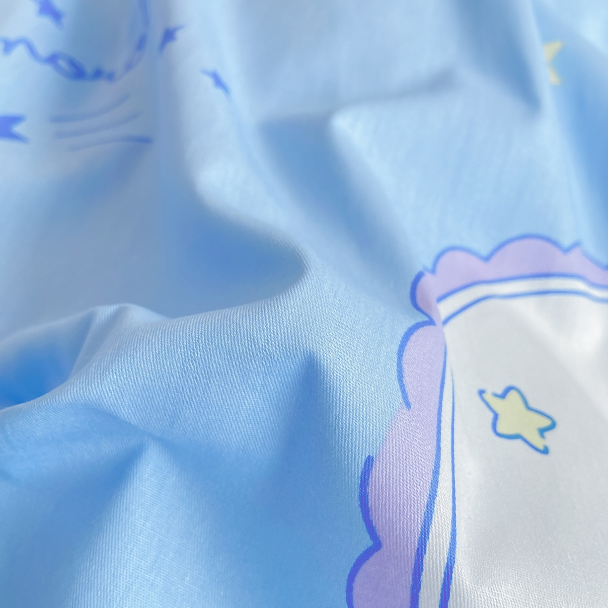 91家纺网 家纺一手货源 找家纺 博雅 2025春夏新款三丽鸥全棉纯棉卡通学生宿舍三件套上下铺三件套-小版 蓝色玉桂狗