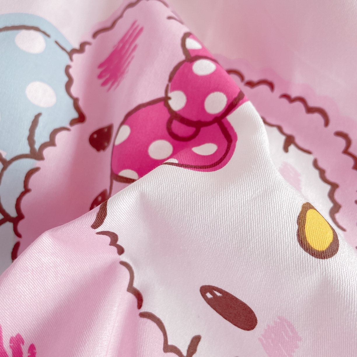 91家纺网 家纺一手货源 找家纺 博雅 2025春夏新款三丽鸥全棉纯棉卡通学生宿舍三件套上下铺三件套-小版 腮红KT