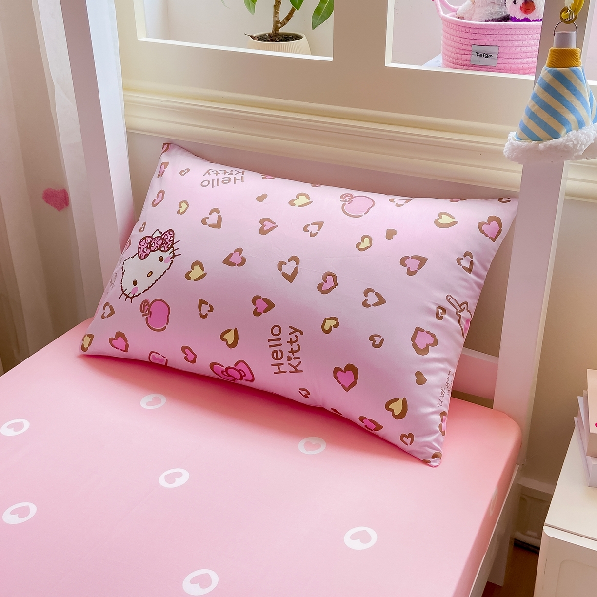 91家纺网 家纺一手货源 找家纺 博雅 2025春夏新款三丽鸥全棉纯棉卡通学生宿舍三件套上下铺三件套-小版 心心KT