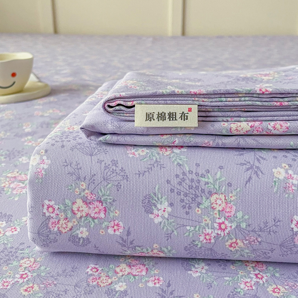 91家纺网 家纺一手货源 找家纺 金泰莱2025新款花边款老粗布床单 豆蔻