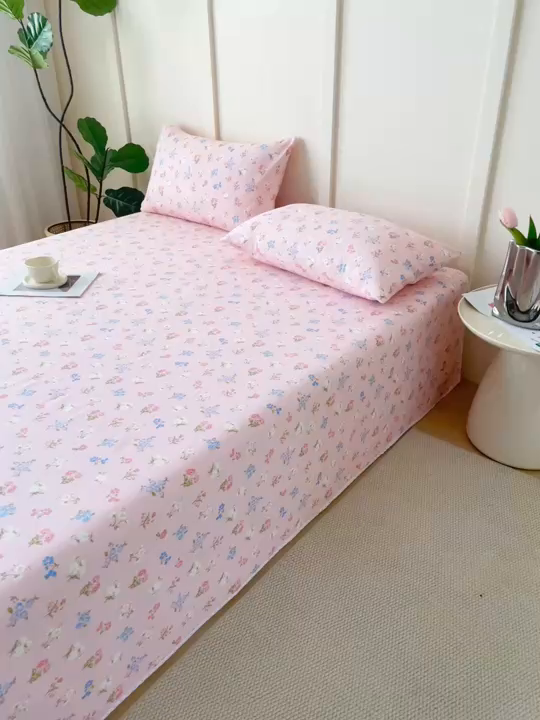 91家纺网 家纺一手货源 找家纺 金泰莱2025新款花边款老粗布床单 兰恋花