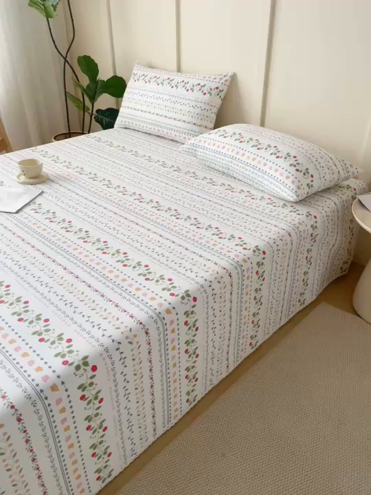 91家纺网 家纺一手货源 找家纺 金泰莱2025新款花边款老粗布床单 小玫瑰