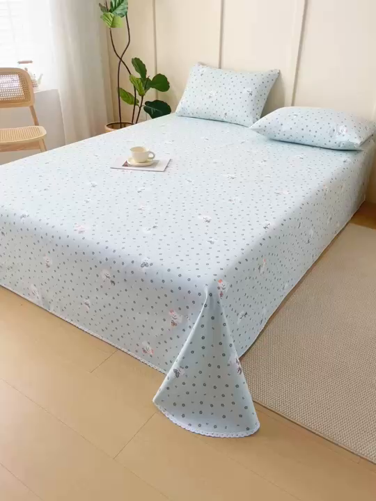 91家纺网 家纺一手货源 找家纺 金泰莱2025新款花边款老粗布床单 幸运汪汪