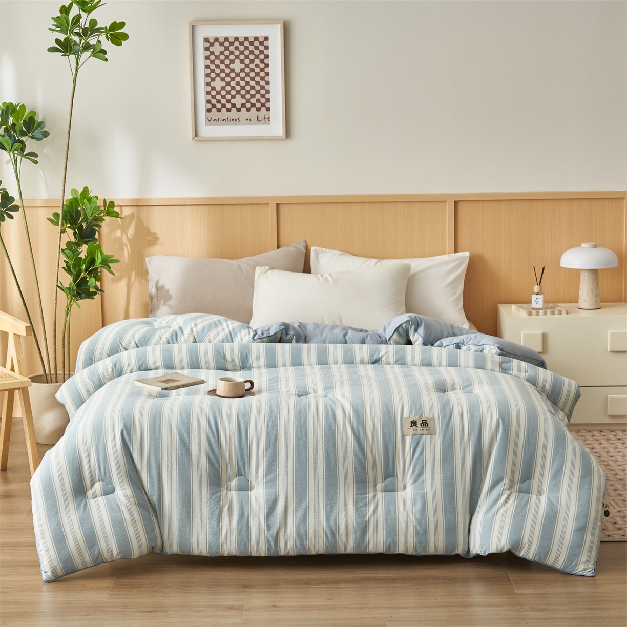 91家纺网 家纺一手货源 找家纺 （总）恬思语家纺 2025秋冬新款色织格子里外全棉棉花冬被被子被芯