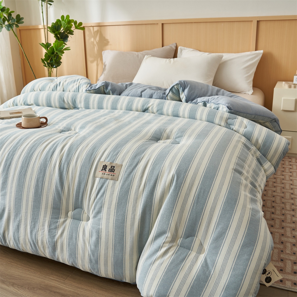 91家纺网 家纺一手货源 找家纺 （总）恬思语家纺 2025秋冬新款色织格子里外全棉棉花冬被被子被芯