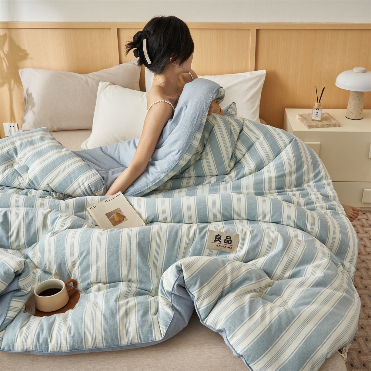 91家纺网 家纺一手货源 找家纺 恬思语家纺 2025秋冬新款色织格子里外全棉棉花冬被被子被芯 布莱格