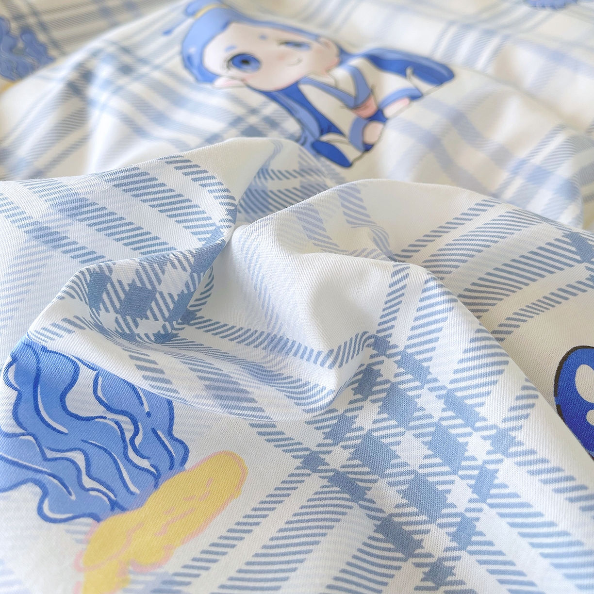 91家纺网 家纺一手货源 找家纺 金鑫汇家纺2025新款全棉纯棉宿舍印花学生宿舍上下铺三件套单被套 谦逊敖丙