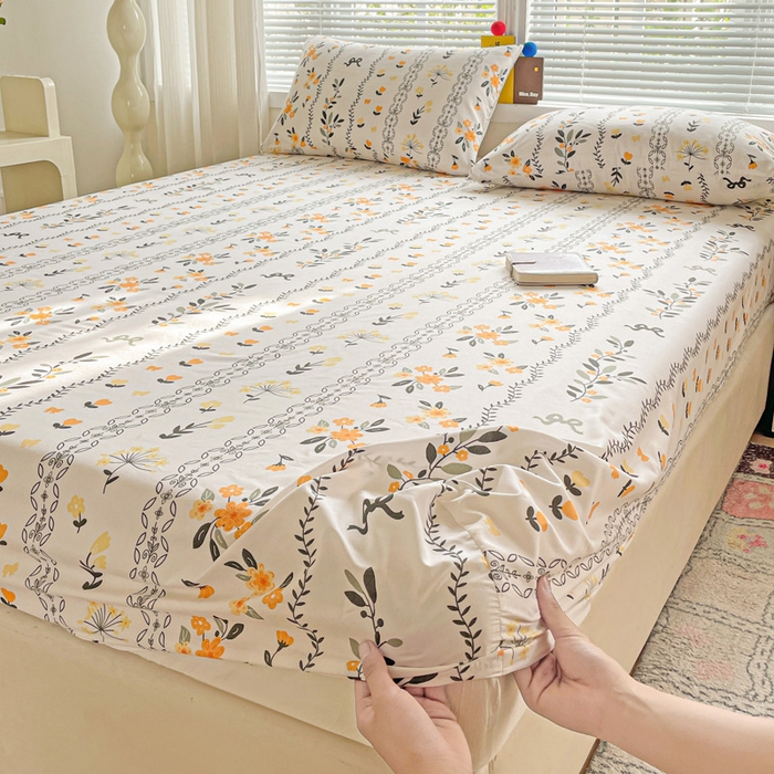 91家纺网 家纺一手货源 找家纺 极梦家纺 2025新款磨毛植物羊绒印花单床笠三件套学生宿舍 迷情花海床笠款