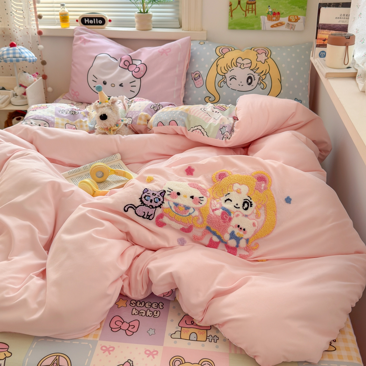 91家纺网 家纺一手货源 找家纺 （总）一霖家纺 2025新款高克重云朵棉毛巾绣印绣四件套-小清新系列-第三波