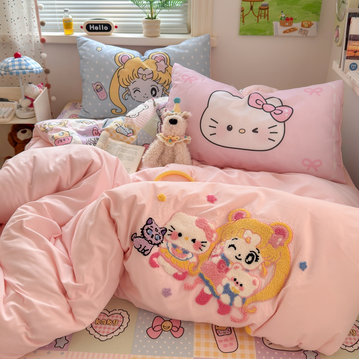 91家纺网 家纺一手货源 找家纺 （总）一霖家纺 2025新款高克重云朵棉毛巾绣印绣四件套-小清新系列-第三波