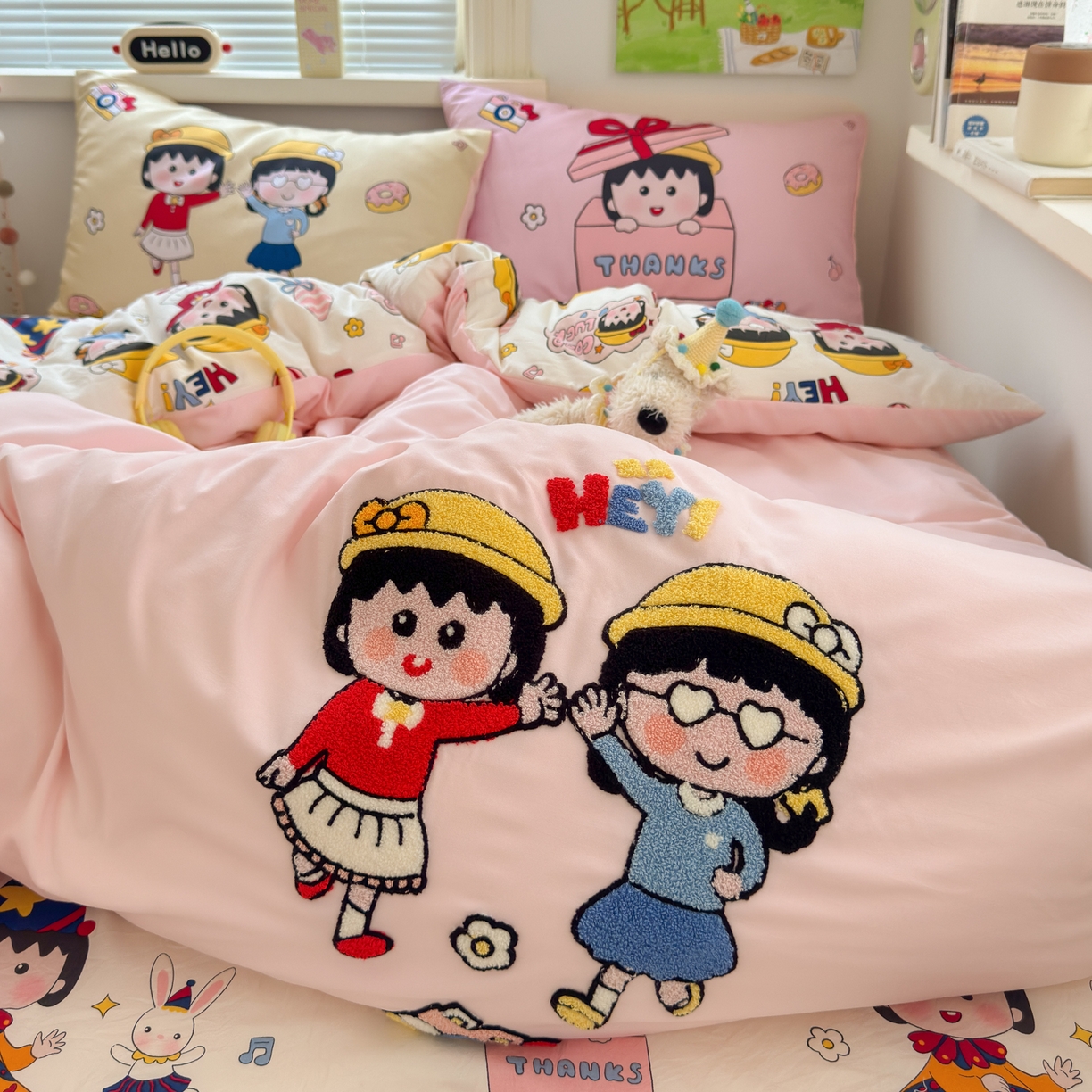 91家纺网 家纺一手货源 找家纺 一霖家纺 2025新款高克重云朵棉毛巾绣印绣四件套-小清新系列-第三波 丸子姐妹