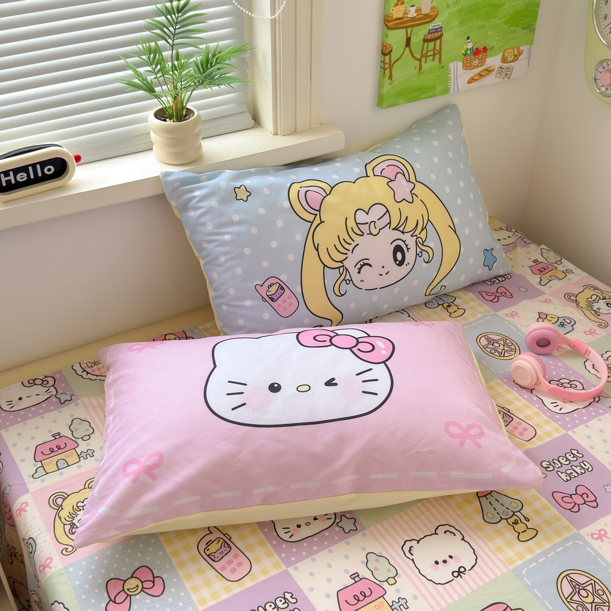 91家纺网 家纺一手货源 找家纺 一霖家纺 2025新款高克重云朵棉毛巾绣印绣四件套-小清新系列-第三波 美少女战士-黄