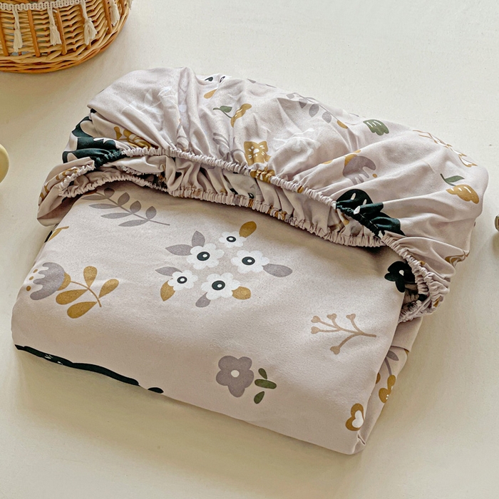 91家纺网 家纺一手货源 找家纺 极梦家纺 2025新款磨毛植物羊绒印花单床笠三件套学生宿舍 丛林猫床笠款