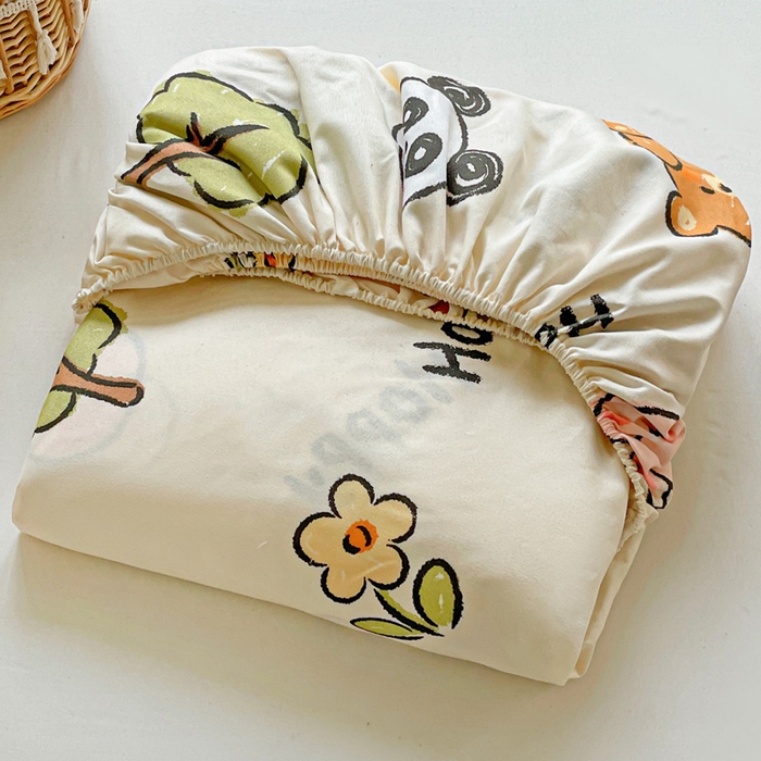 91家纺网 家纺一手货源 找家纺 极梦家纺 2025新款磨毛植物羊绒印花单床笠三件套学生宿舍 欢乐派对床笠款