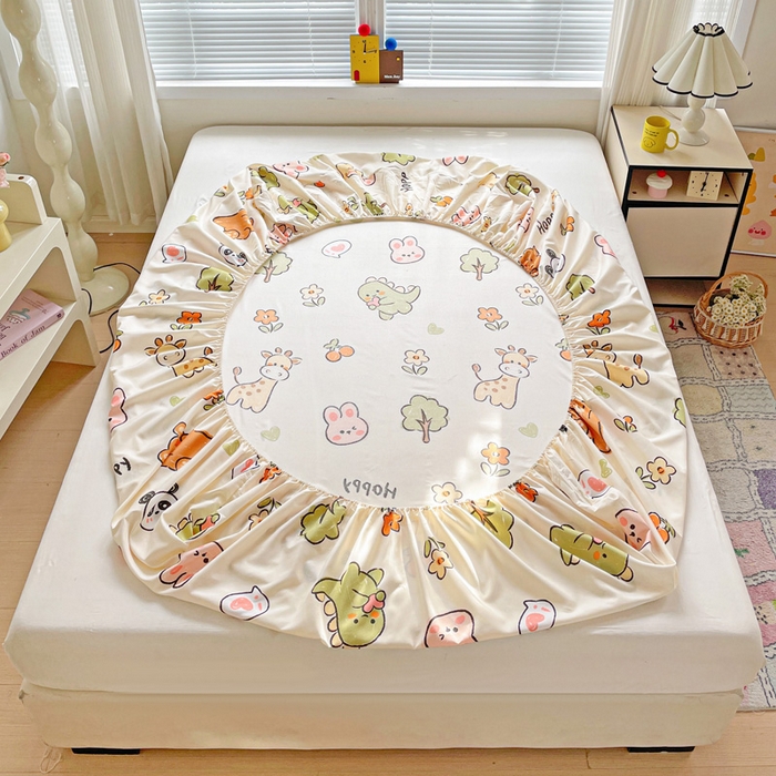 91家纺网 家纺一手货源 找家纺 极梦家纺 2025新款磨毛植物羊绒印花单床笠三件套学生宿舍 欢乐派对床笠款