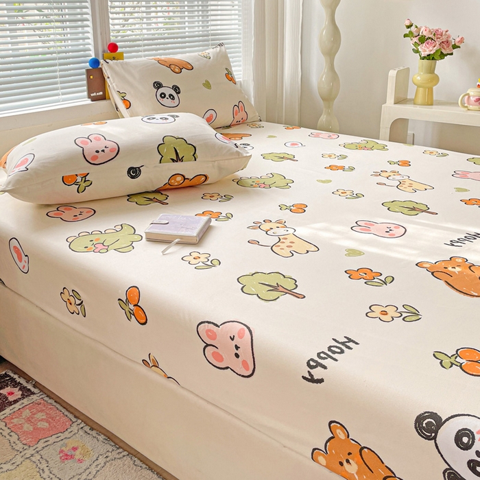 91家纺网 家纺一手货源 找家纺 极梦家纺 2025新款磨毛植物羊绒印花单床笠三件套学生宿舍 欢乐派对床笠款