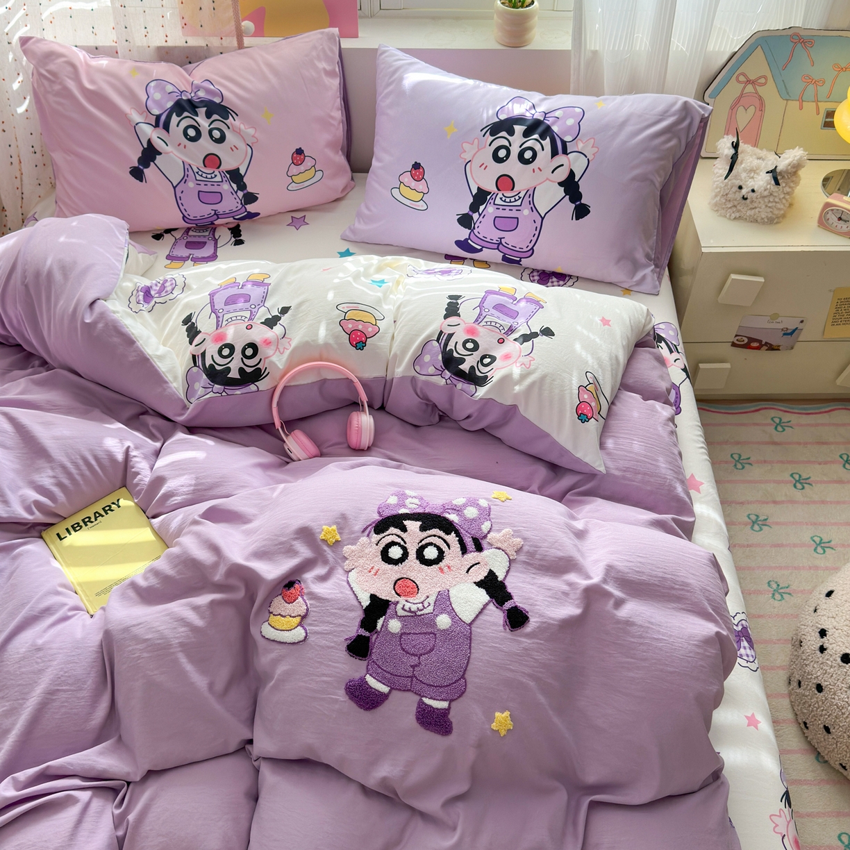 91家纺网 家纺一手货源 找家纺 一霖家纺 2025新款高克重云朵棉毛巾绣印绣四件套-小清新系列-第三波 甜品小新