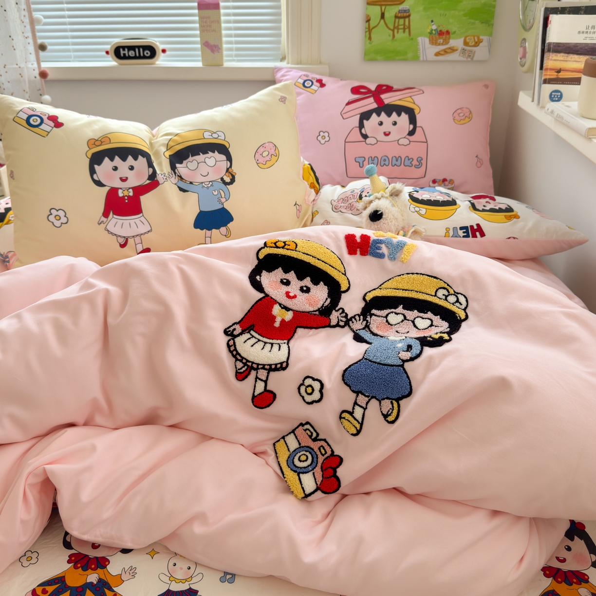 91家纺网 家纺一手货源 找家纺 一霖家纺 2025新款高克重云朵棉毛巾绣印绣四件套-小清新系列-第三波 丸子姐妹