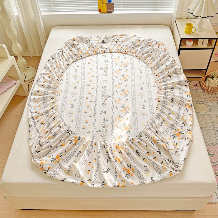 91家纺网 家纺一手货源 找家纺 极梦家纺 2025新款磨毛植物羊绒印花单床笠三件套学生宿舍 迷情花海床笠款