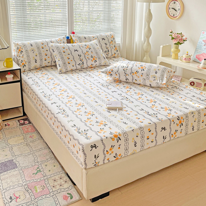 91家纺网 家纺一手货源 找家纺 极梦家纺 2025新款磨毛植物羊绒印花单床笠三件套学生宿舍 迷情花海床笠款