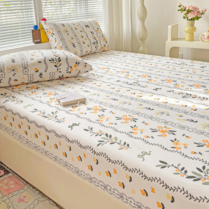 91家纺网 家纺一手货源 找家纺 极梦家纺 2025新款磨毛植物羊绒印花单床笠三件套学生宿舍 迷情花海床笠款