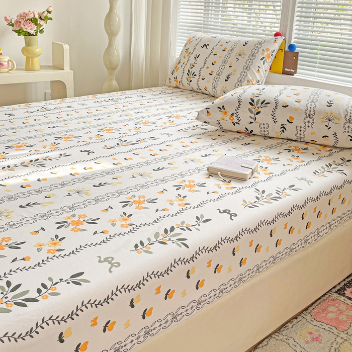 91家纺网 家纺一手货源 找家纺 极梦家纺 2025新款磨毛植物羊绒印花单床笠三件套学生宿舍 迷情花海床笠款