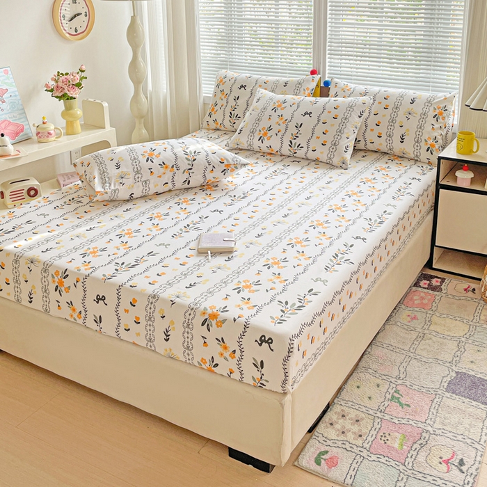 91家纺网 家纺一手货源 找家纺 极梦家纺 2025新款磨毛植物羊绒印花单床笠三件套学生宿舍 迷情花海床笠款