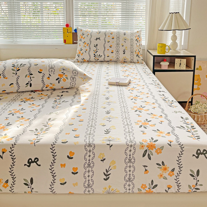 91家纺网 家纺一手货源 找家纺 极梦家纺 2025新款磨毛植物羊绒印花单床笠三件套学生宿舍 迷情花海床笠款