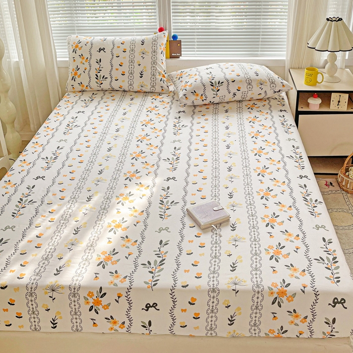 91家纺网 家纺一手货源 找家纺 极梦家纺 2025新款磨毛植物羊绒印花单床笠三件套学生宿舍 迷情花海床笠款