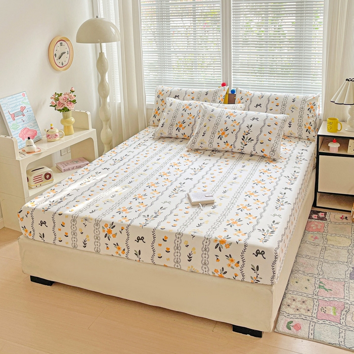 91家纺网 家纺一手货源 找家纺 极梦家纺 2025新款磨毛植物羊绒印花单床笠三件套学生宿舍 迷情花海床笠款