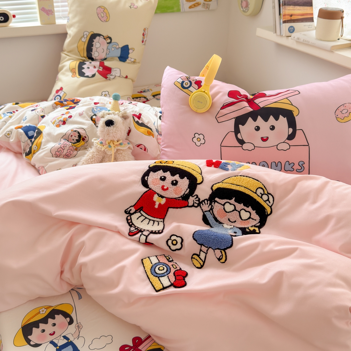 91家纺网 家纺一手货源 找家纺 一霖家纺 2025新款高克重云朵棉毛巾绣印绣四件套-小清新系列-第三波 丸子姐妹