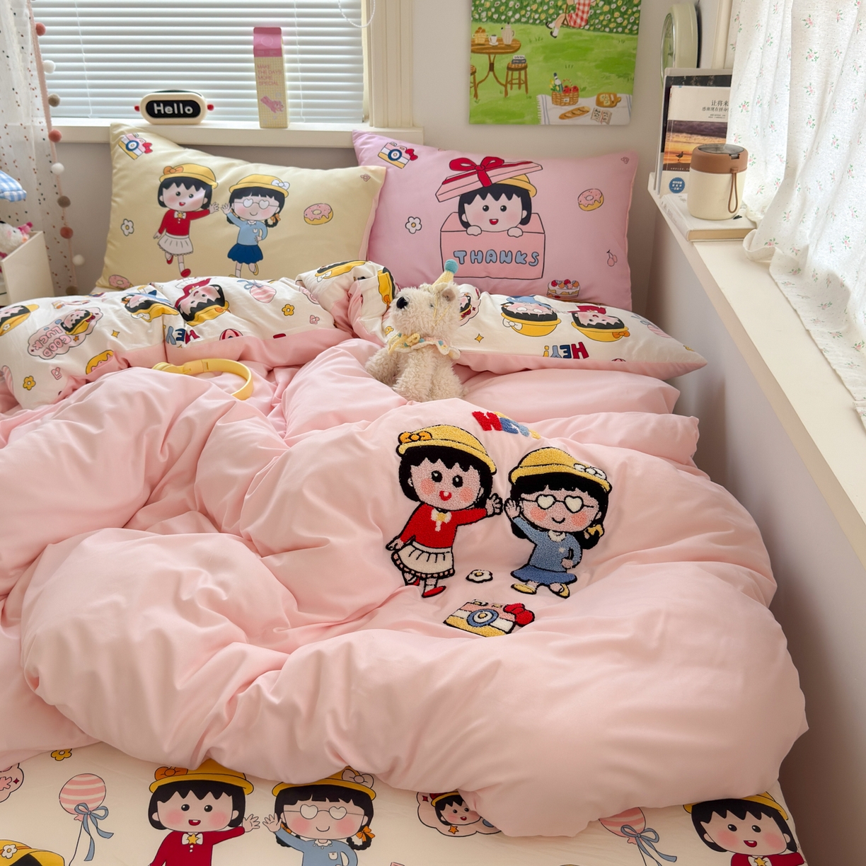 91家纺网 家纺一手货源 找家纺 一霖家纺 2025新款高克重云朵棉毛巾绣印绣四件套-小清新系列-第三波 丸子姐妹