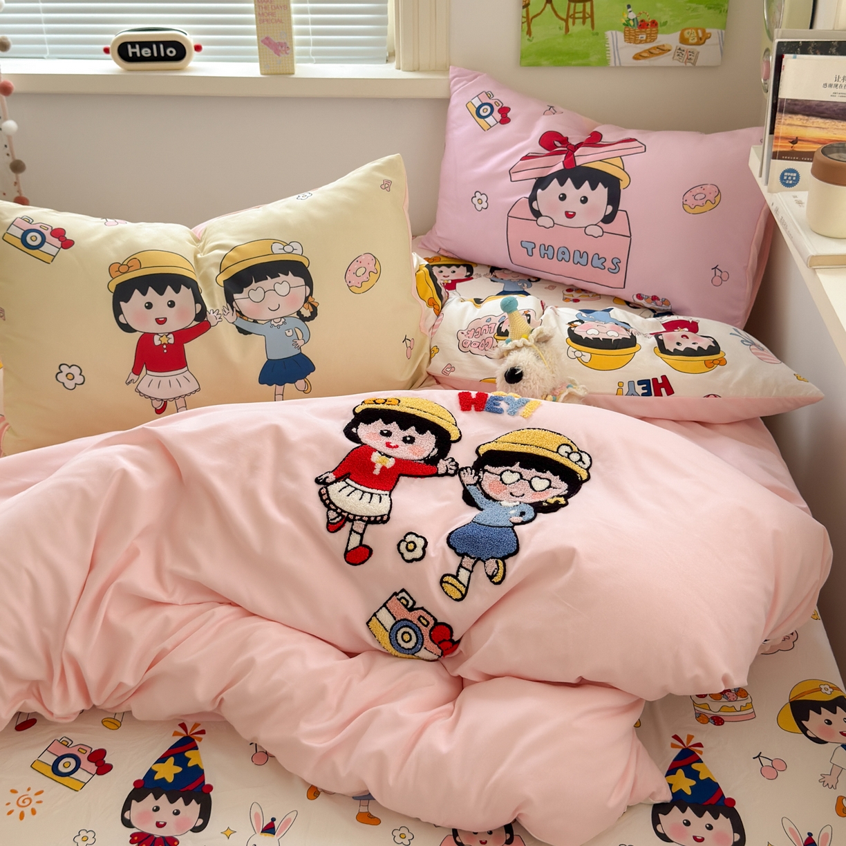 91家纺网 家纺一手货源 找家纺 一霖家纺 2025新款高克重云朵棉毛巾绣印绣四件套-小清新系列-第三波 丸子姐妹