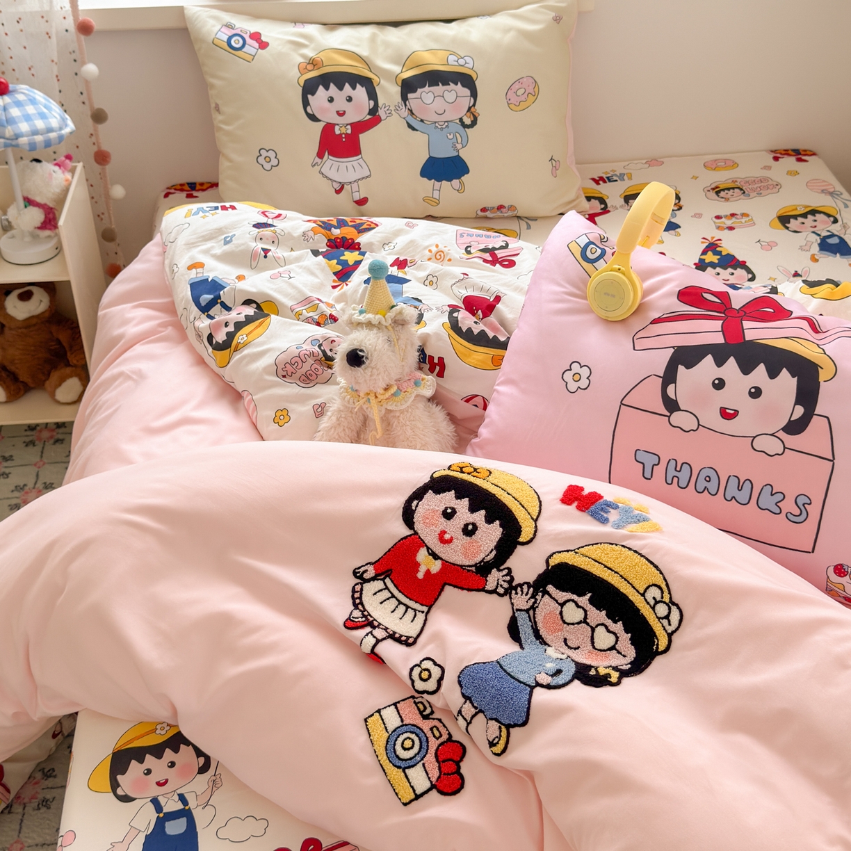 91家纺网 家纺一手货源 找家纺 一霖家纺 2025新款高克重云朵棉毛巾绣印绣四件套-小清新系列-第三波 丸子姐妹