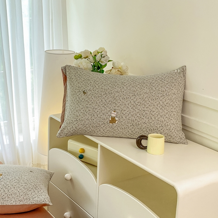 91家纺网 家纺一手货源 找家纺 雅阁尔家纺 2025新款直播小红书ins风针织提花双层纱美式碎花简约床单单品单床单+枕套 元素小熊