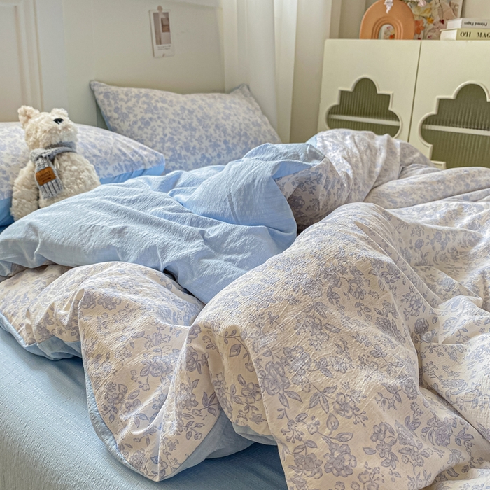 91家纺网 家纺一手货源 找家纺 （总）雅阁尔家纺 2025新款直播小红书ins风针织提花双层纱美式碎花简约风单品单被套