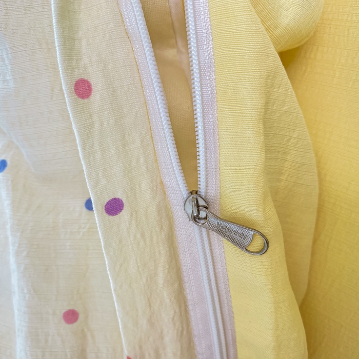 91家纺网 家纺一手货源 找家纺 雅阁尔家纺 2025新款直播小红书ins风针织提花双层纱美式碎花简约风单品单被套 彩色波波