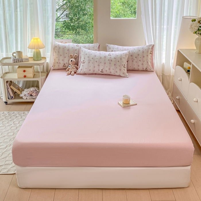 91家纺网 家纺一手货源 找家纺 雅阁尔家纺 2025新款直播小红书ins风针织提花双层纱美式碎花简约风单品单被套 花园小熊