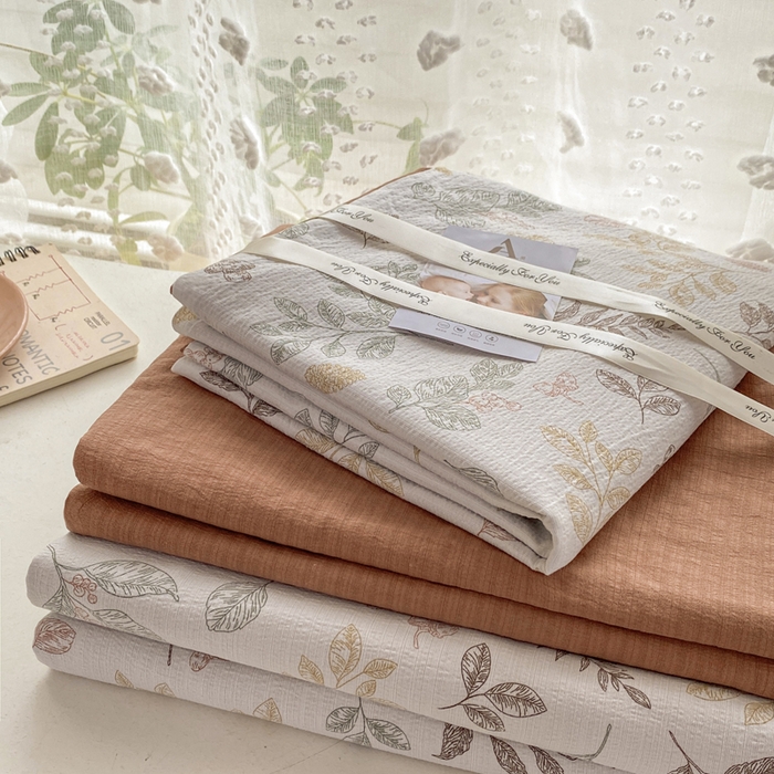 91家纺网 家纺一手货源 找家纺 雅阁尔家纺 2025新款直播小红书ins风针织提花双层纱美式碎花简约风单品单被套 金枝玉叶