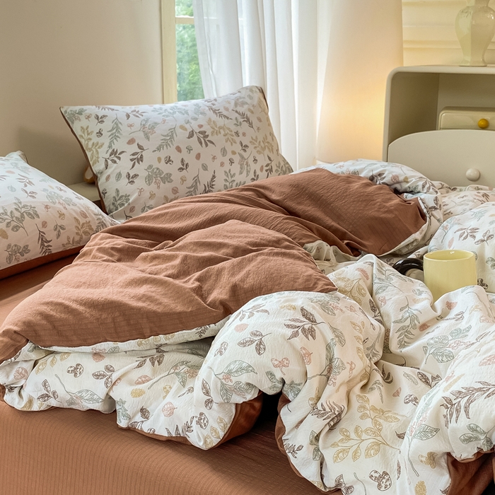 91家纺网 家纺一手货源 找家纺 雅阁尔家纺 2025新款直播小红书ins风针织提花双层纱美式碎花简约风单品单被套 金枝玉叶