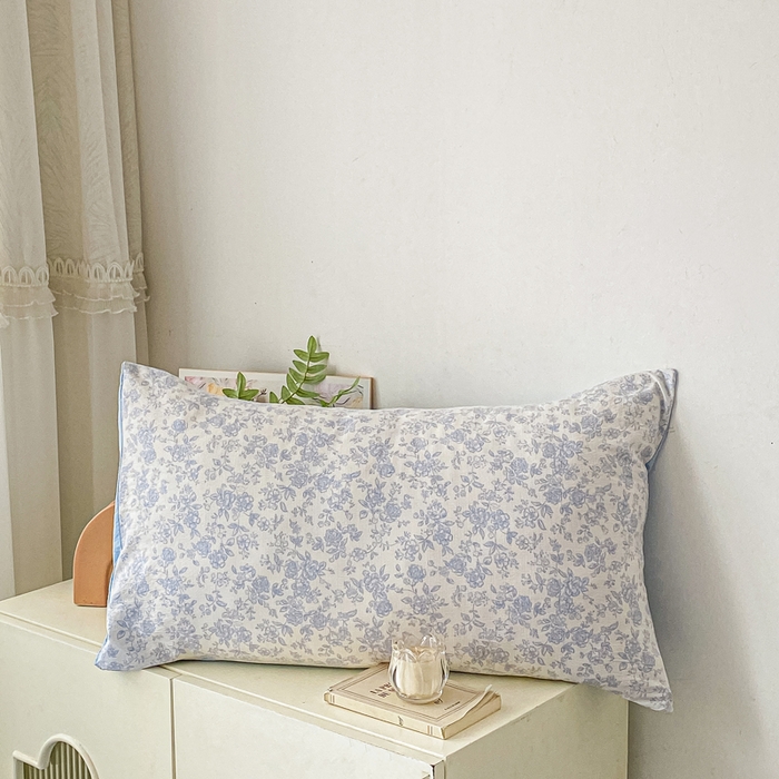 91家纺网 家纺一手货源 找家纺 雅阁尔家纺 2025新款直播小红书ins风针织提花双层纱美式碎花简约风单品单被套 蓝玫瑰