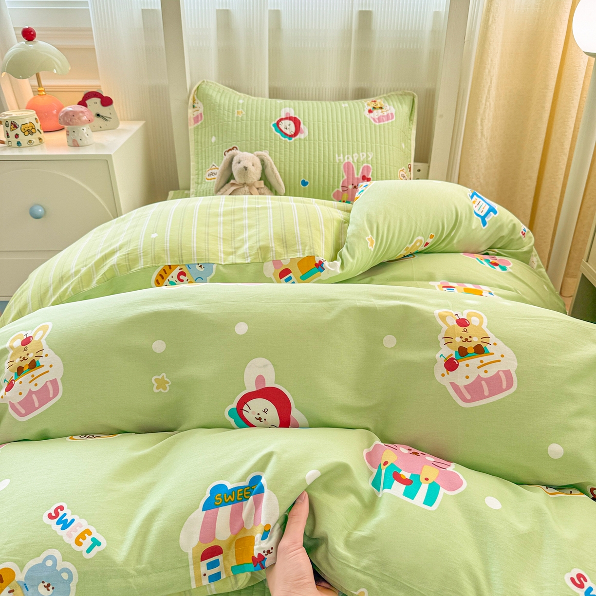 91家纺网 家纺一手货源 找家纺 （总）沐辰 2025春夏新款A类全棉纯棉学生床床盖三件套