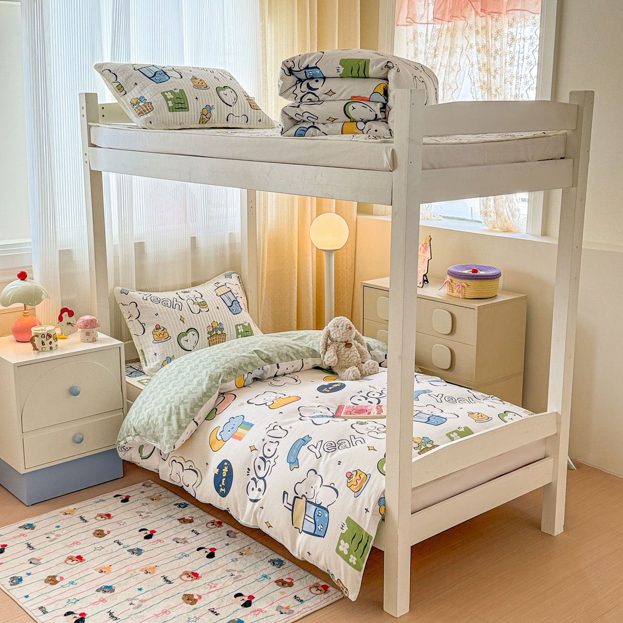 91家纺网 家纺一手货源 找家纺 （总）沐辰 2025春夏新款A类全棉纯棉学生床床盖三件套