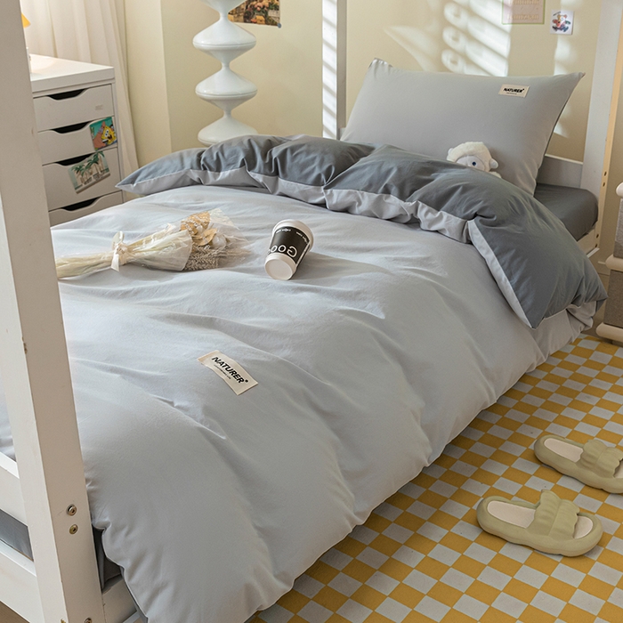 91家纺网 家纺一手货源 找家纺 佳汐蓝家纺 2025新款A类全棉水洗棉学生三件套 贴标-山灰+中灰